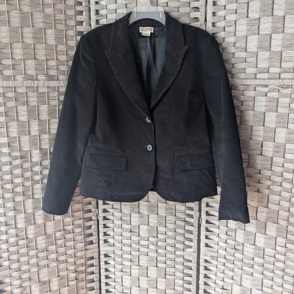 Michael Michael Kors Blazer Black Corduroy Two Button Sz 14 Classic Preppy